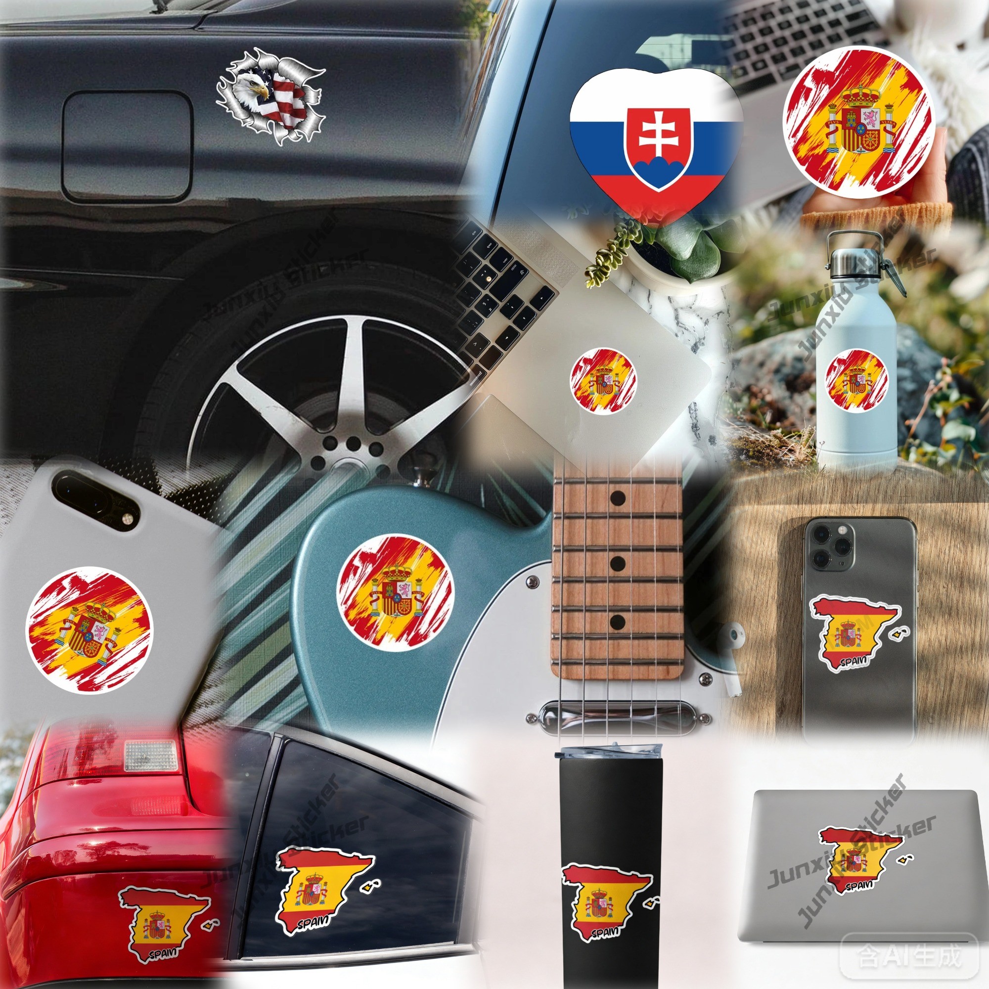 Qatar Seal Sticker Round Flag  - Car Accessories Qatar avis et prix